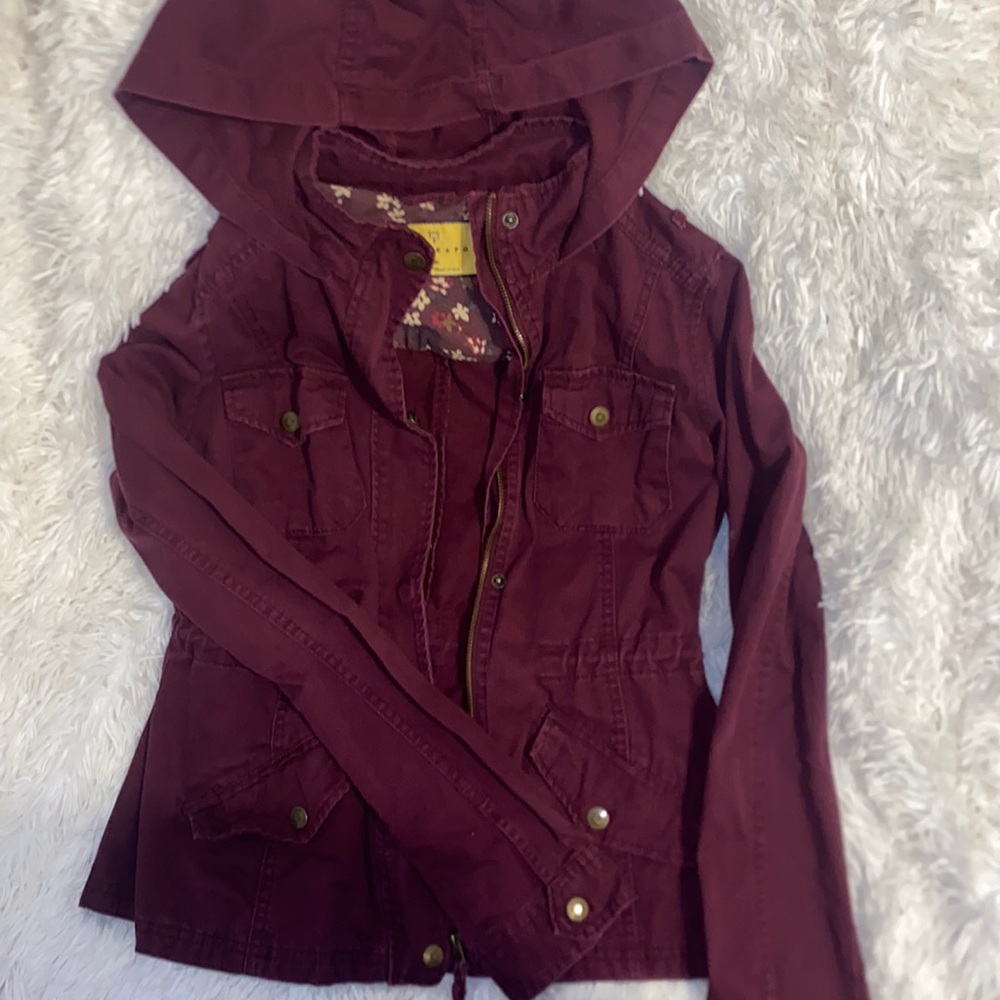 Size small burgundy coat. Like new , only worn twice.